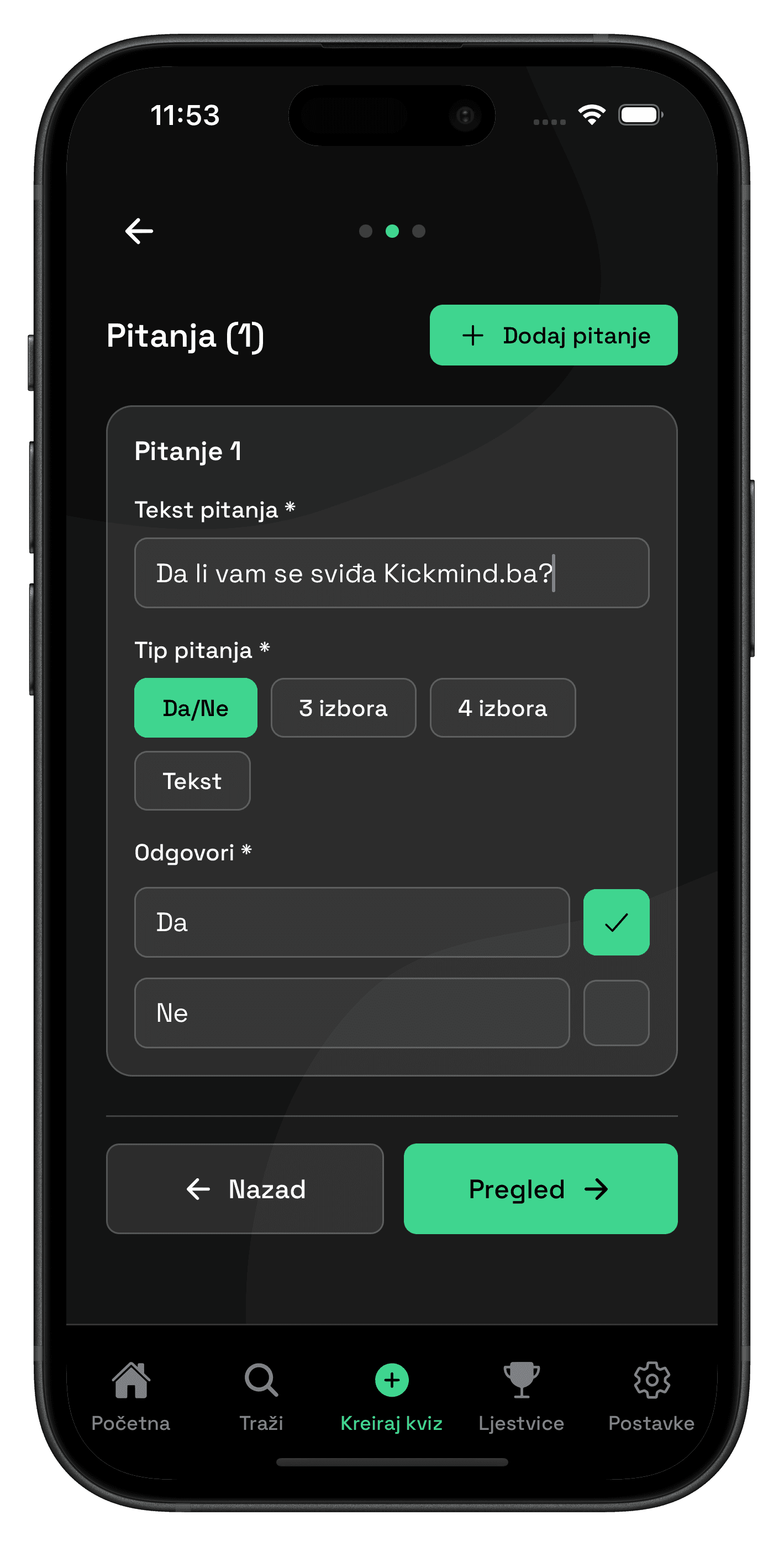Kickmind.ba - značajke aplikacije